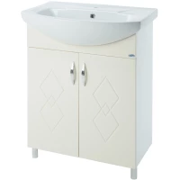 Тумба с раковиной бежевый глянец/белый глянец 55 см Bellezza Элеганс 4638608240076 + 4620008195551