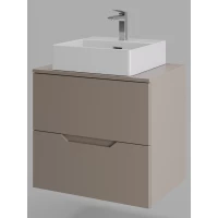 Тумба с раковиной Orange Line Li-60TuLMDF+B04-405W 60,2 см, подвесная, со столешницей, латте матовый