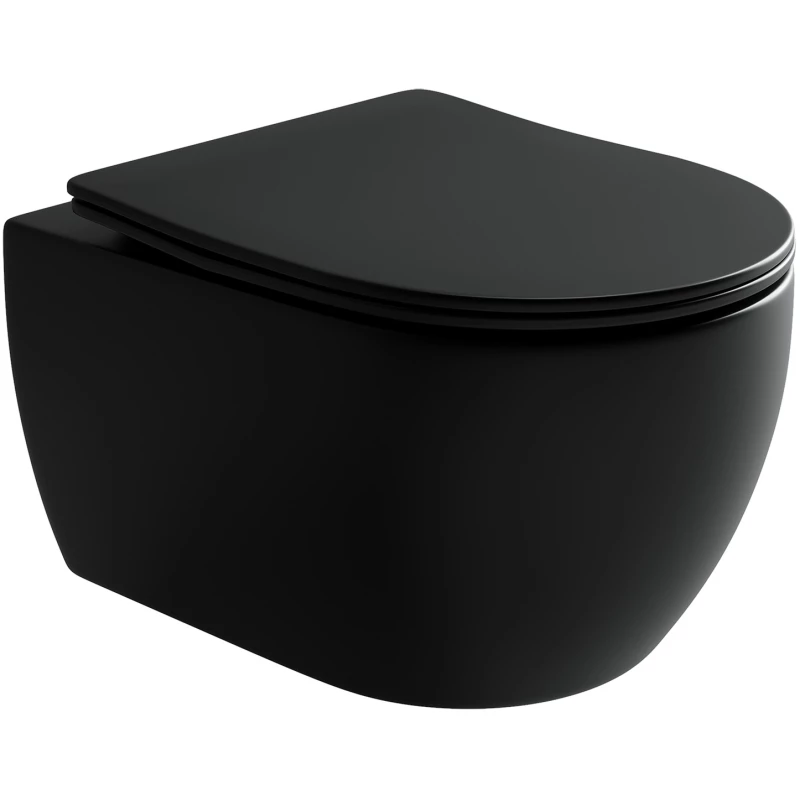 Унитаз подвесной Ceramica Nova Play CN3001MB безободковый, с сиденьем микролифт, черный матовый