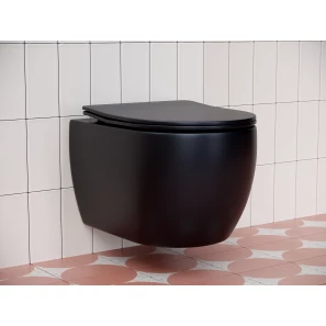 Изображение товара унитаз подвесной ceramica nova play cn3001mb безободковый, с сиденьем микролифт, черный матовый