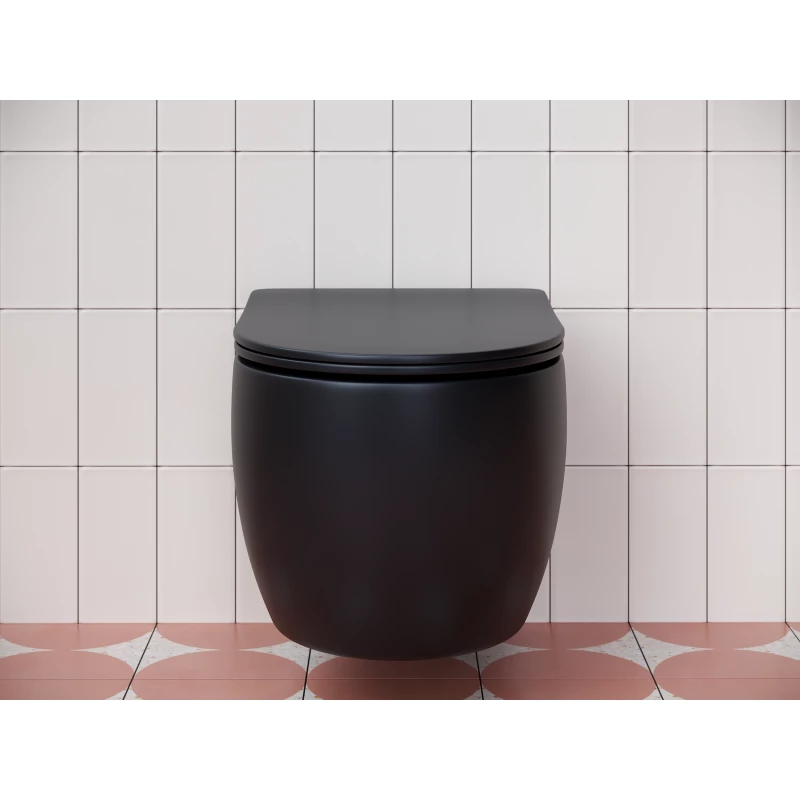 Унитаз подвесной Ceramica Nova Play CN3001MB безободковый, с сиденьем микролифт, черный матовый