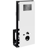 Инсталляция для унитаза WasserKRAFT Glan 66 66TLT.010.ME.WH.PB02  с кнопкой смыва, черный глянец