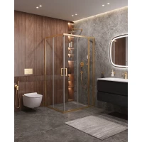 Душевой уголок Cezares Molveno MOLVENO-AH-21-100+20-C-BORO-IV 120x100 см, профиль золотой матовый, стекло прозрачное