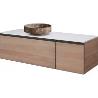 Тумба с раковиной Armadi Art Quatro Willow 790-M2-140-W-A + 792-140-W + 801-ED 141 см L, подвесная, со столешницей, ива