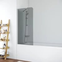 Шторка на ванну Vegas Glass EV ST NOVO 76 07 07 76 см, профиль матовый хром, стекло графитовое