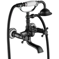 Смеситель для ванны Rea Rustico REA-B0701 с душевым гарнитуром, черный матовый