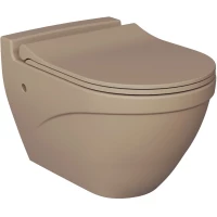 Унитаз подвесной Ambassador Nord 133T20501-132T20501S безободковый, с сиденьем микролифт, темно-бежевый матовый