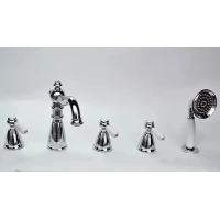 Смеситель на борт ванны Magliezza Grosso Bianco 50119-4-cr с душевым гарнитуром, хром