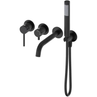 Смеситель для ванны Wonzon & Woghand Stick WW-889017-MB встраиваемый, с душевым гарнитуром, черный матовый