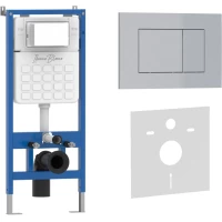 Инсталляция для унитаза Iberica Blanca Silencio Esti-S IB001.853 с кнопкой смыва, матовый хром