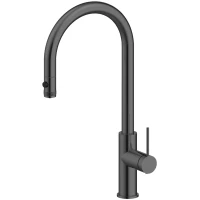Смеситель для кухни Paulmark Galant Ga213077-GM с подключением к фильтру, выдвижным изливом, вороненая сталь