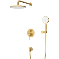 Душевой комплект Cezares Relax RELAX-DSET-BORO 220 мм, со смесителем, золотой матовый