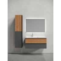 Комплект мебели Sancos Delta DL100LGR + CN7014 + SQ1000 101 см L, подвесной, дуб красный/графит матовый