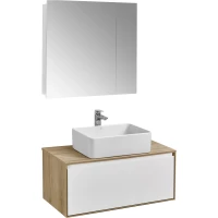 Комплект мебели дуб эльвезия/белый глянец 89 см Акватон Либерти 1A279901LYC70 + 1A279703LYC70 + 732700B000 + 1A267202LH010