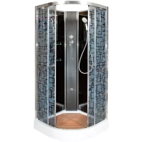 Душевая кабина 100x100x208 см Deto BM1510NGMBLACK матовое с прозрачным узором