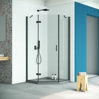 Душевой уголок Vegas Glass AFA-Pen Retta 90 02M crystalvision L 90x90 см L, профиль черный матовый, стекло прозрачное