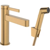 Смеситель для раковины Hansgrohe Finoris 76210140 с гигиеническим душем, донным клапаном, бронза