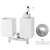 Стакан для зубных щеток с дозатором для жидкого мыла Stil Haus Urania U14D(36-BI) настенный, никель/белый
