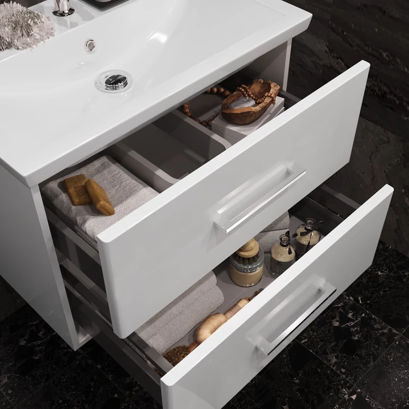 Комплект мебели белый глянец 70,5 см с зеркальным шкафом Opadiris Арабеска
