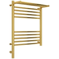 Полотенцесушитель электрический 600x500 золотой МЭМ левый Сунержа Богема с полкой 3.0 03-5806-6050