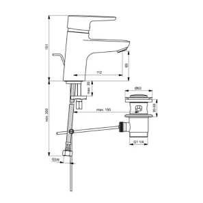 Изображение товара смеситель для раковины с донным клапаном ideal standard connect blue b9914aa