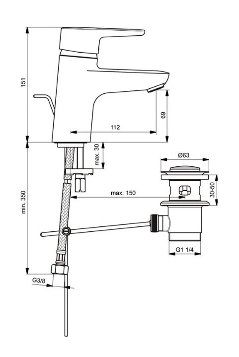 Смеситель для раковины с донным клапаном Ideal Standard Connect Blue B9914AA - фото 3