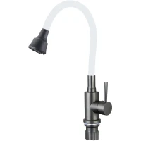 Смеситель для кухни Fmark FS8288Q-02 с гибким изливом, графит/белый