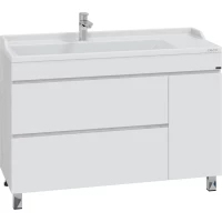 Тумба под раковину Санта Марс 700422 120 см, напольная, белый глянец/светлый дуб