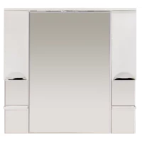 Зеркальный шкаф Misty София П-Соф02120-011Св 119x116 см, с подсветкой, выключателем, белый глянец