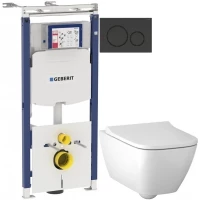 Комплект подвесной унитаз Geberit Smyle Square 500.683.00.2 +  система инсталляции Geberit 111.362.00.5 + 115.882.DW.1