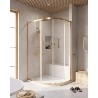 Душевой уголок Cezares Relax RELAX-304-RH-2-120/90-C-BORO 120x90 см, профиль золотой матовый, стекло прозрачное