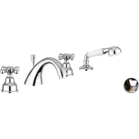 Смеситель на борт ванны Emmevi Deco Classic 12120/CO с душевым гарнитуром, хром/золотой