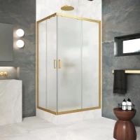 Душевой уголок Vegas Glass ZA-F Protec h1900 120*70 03 10 120x70 см, профиль золотой матовый, стекло сатин