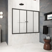 Шторка на ванну Vegas Glass Z2V Protec 150 02М Moru 150 см, профиль черный матовый, стекло рифленое