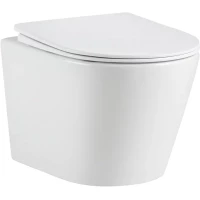 Унитаз подвесной River Ontario 520 WT 10000013708 безободковый, торнадо, с сиденьем микролифт, белый