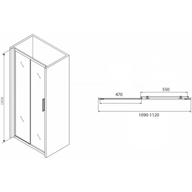 Душевая дверь 110 см Abber Schwarzer Diamant AG30110BH прозрачное