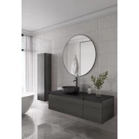 Комплект мебели Armadi Art Quatro Oak Antracite 790-M2-140-OA-A + 792-140-A + 801-N + 545-100-GM 141 см L, подвесной, со столешницей, темный дуб