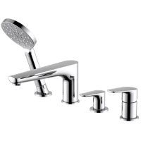 Смеситель на борт ванны Aquatek Бетта AQ1148CR с душевым гарнитуром, хром