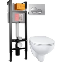 Комплект подвесной унитаз Grohe Bau Ceramic 39351000 + система инсталляции Jacob Delafon E33131RU-NF + E20859-CP-MTC