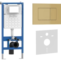 Инсталляция для унитаза Iberica Blanca Silencio Esti-S IB001.854 с кнопкой смыва, золотой матовый