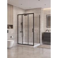 Душевой уголок BelBagno Uno UNO-195-AHF-31-120/100-C-NERO 120x100 см, профиль черный матовый, стекло прозрачное