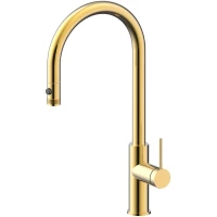Смеситель для кухни Paulmark Galant Ga213077-SBG с подключением к фильтру, выдвижным изливом, светлое золото матовый