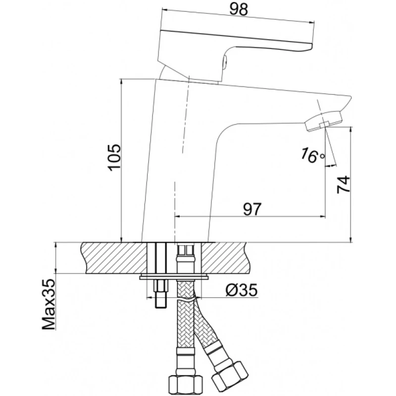 Смеситель для раковины с донным клапаном Cersanit Cersania A63030