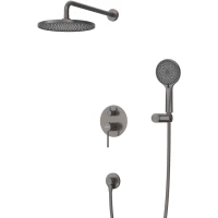Душевой комплект Cezares Relax RELAX-DSET-GM 220 мм, со смесителем, оружейная сталь матовый