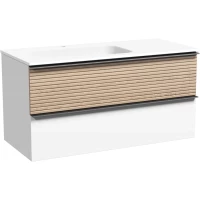 Тумба с раковиной Sancos Delta DL100LW + CN7014 101 см L, подвесная, светлый дуб/белый матовый