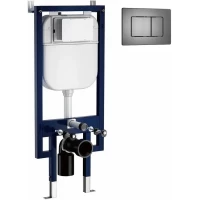 Инсталляция для унитаза Ceruttispa CR557+CR03BS с кнопкой смыва, нержавеющая сталь