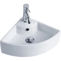 Раковина CeramaLux 9067B 43,5x33 см, подвесная, угловая, белый