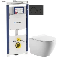 Комплект подвесной унитаз Art&Max Bianchi AM9311CHR/SC + система инсталляции Geberit 111.362.00.5 + 115.882.DW.1  