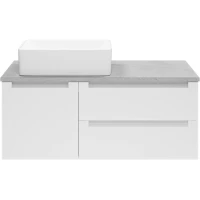Тумба с раковиной Brevita Cargo CAR-01100-011П2Я + MA01-100К + 7050H-805 100 см L, подвесная, со столешницей, белый матовый