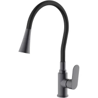 Смеситель для кухни Splenka S41.43.09 с гибким изливом, графит матовый